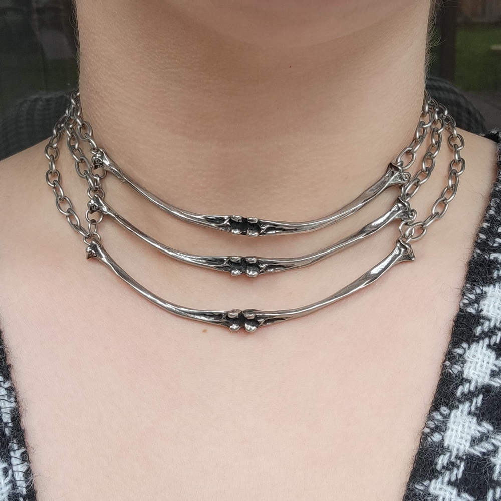 Triple Bone Choker Necklace